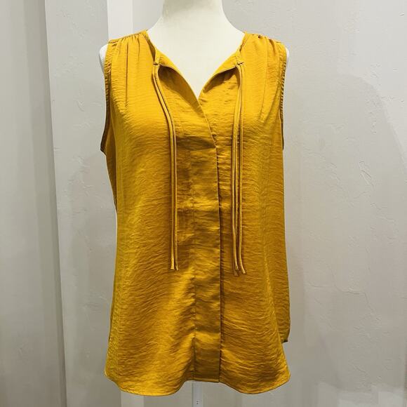 CAbi Women’s Yellow Small Tie Front Yellow Blouse Sleeveless Top - Picture 1 of 4